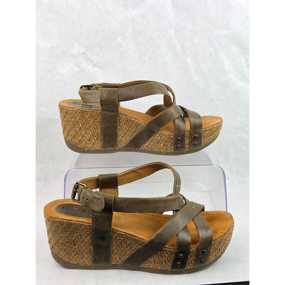 Bussola Formentera Sandals Womens 9-9.5 Wedge Strappy Slingback Sandals Brown